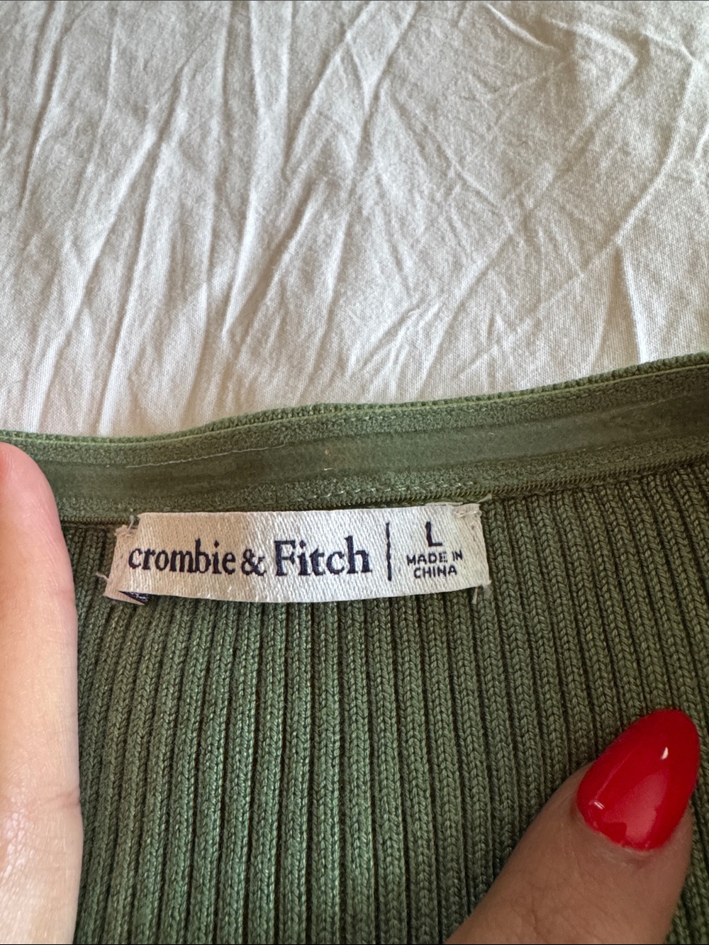 Abercrombie & Fitch Olive Green Ribbed Strapless Tube Top - Picture 2 of 2